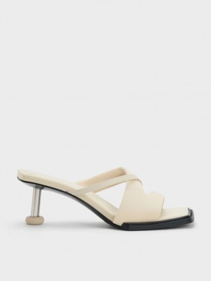 Sandale cu Toc Charles & Keith Crossover Sculptural Albi | 709GVDXCW
