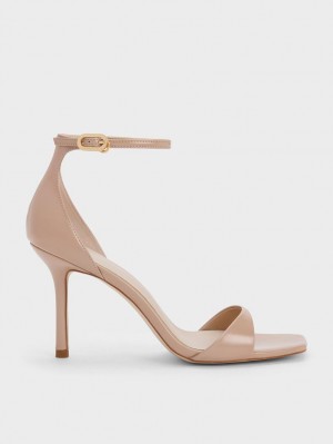 Sandale cu Toc Charles & Keith Lacuita Ankle Curea Bej | 960RDCVGQ