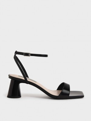 Sandale cu Toc Charles & Keith Lacuita Ankle-Curea Cylindrical Negrii | 027ZNKTIC