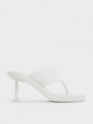 Sandale cu Toc Charles & Keith Noemi Spool Albi | 486ZQRNEB