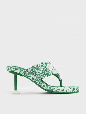 Sandale cu Toc Charles & Keith Noemi Tricotate Spool Verzi | 826AFKLOU