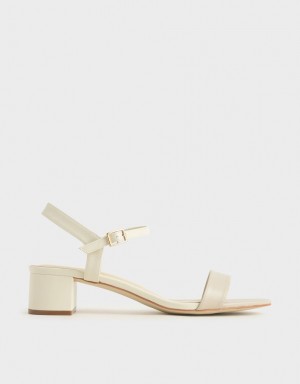Sandale cu Toc Charles & Keith Open-Bombeu Albi | 601BQHVRG