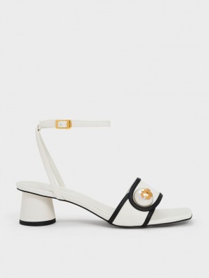 Sandale cu Toc Charles & Keith Pearl-Embellished Albi | 207XUDECY
