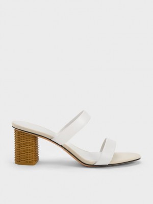 Sandale cu Toc Charles & Keith Rattan Block Albi | 208AVGFWC