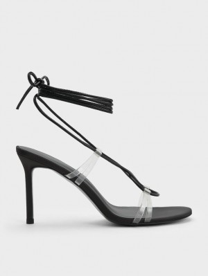 Sandale cu Toc Charles & Keith Tie-Around Negrii | 973OBHVNG