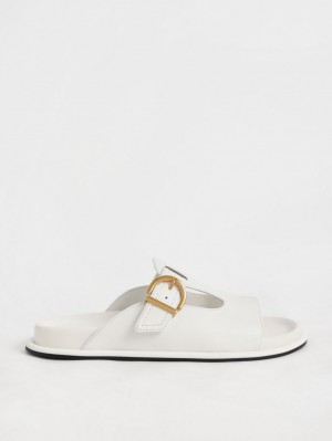Slapi Charles & Keith Cut-Out Buckled Albi | 098KOJQAX