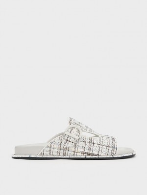 Slapi Charles & Keith Cut-Out Tweed Buckled Albi | 957XFOGCS