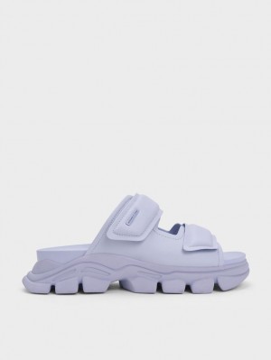 Slapi Charles & Keith Dash Double Curea Violet | 618CDAYVF