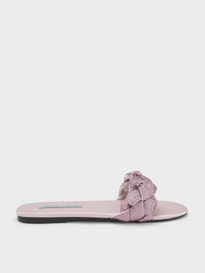 Slapi Charles & Keith Gem-Embellished Braided Curea Violet | 789RKQGAU