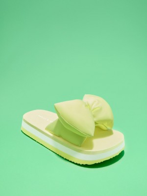 Slapi Charles & Keith Puffy Bow Verzi Deschis | 207QTSKDO