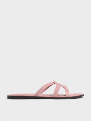 Slapi Charles & Keith Ring Detail Cu Bretele Flats Roz Deschis | 409JQVGOE