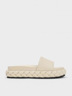 Slapi Charles & Keith Tali Piele Braided Bej | 769JTHVZC