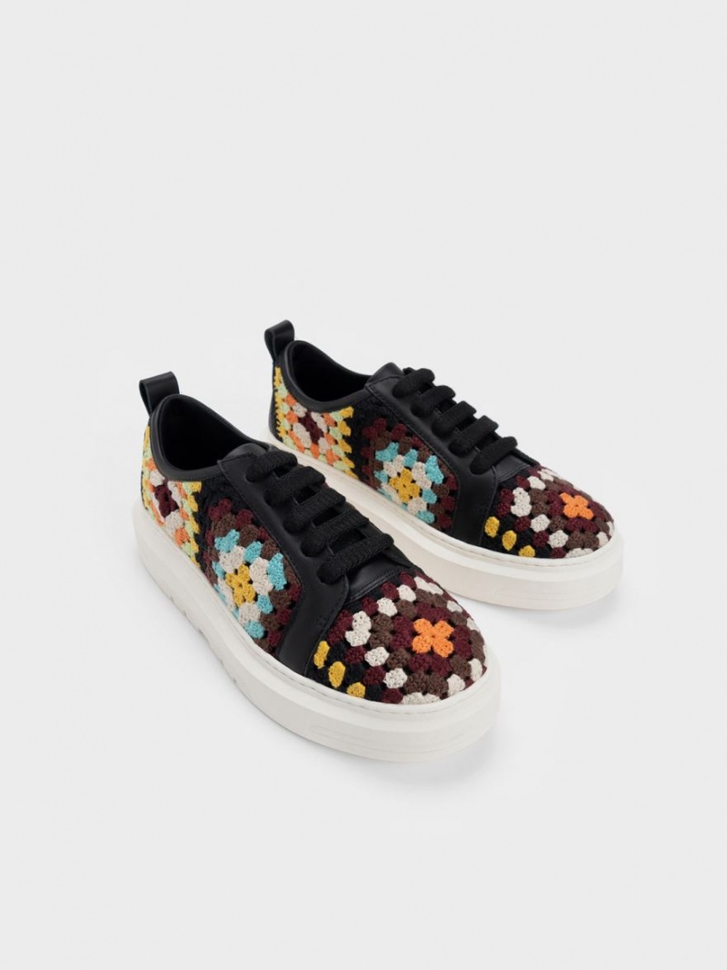Adidasi Charles & Keith Floral Crochet & Piele Colorati | 309SHWQGA