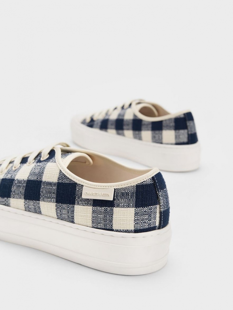 Adidasi Charles & Keith Gingham Albastri Inchis | 017XLFDPQ
