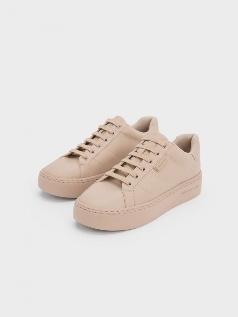 Adidasi Charles & Keith Tweed Dantela-Up Bej | 419TDYFKH