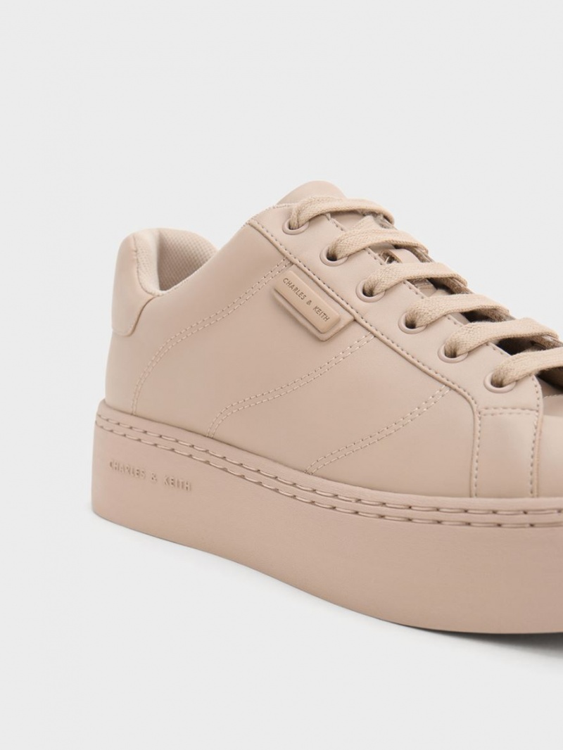 Adidasi Charles & Keith Tweed Dantela-Up Bej | 419TDYFKH