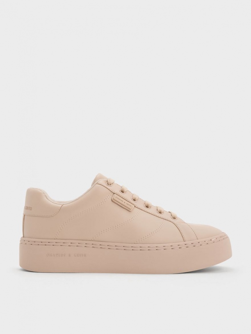Adidasi Charles & Keith Tweed Dantela-Up Bej | 419TDYFKH