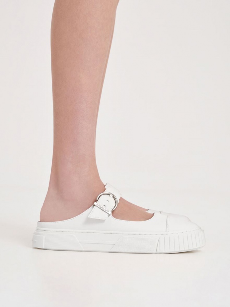 Adidasi Slip On Charles & Keith Buckled Albi | 890XMIQJK