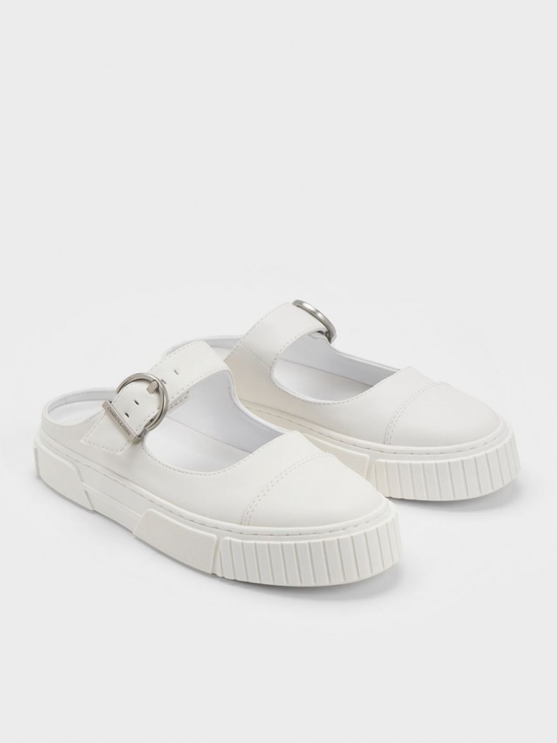 Adidasi Slip On Charles & Keith Buckled Albi | 890XMIQJK