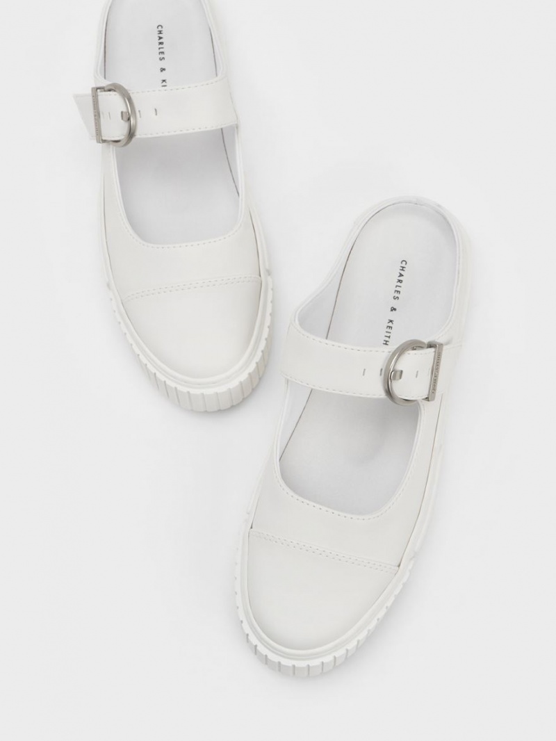 Adidasi Slip On Charles & Keith Buckled Albi | 890XMIQJK
