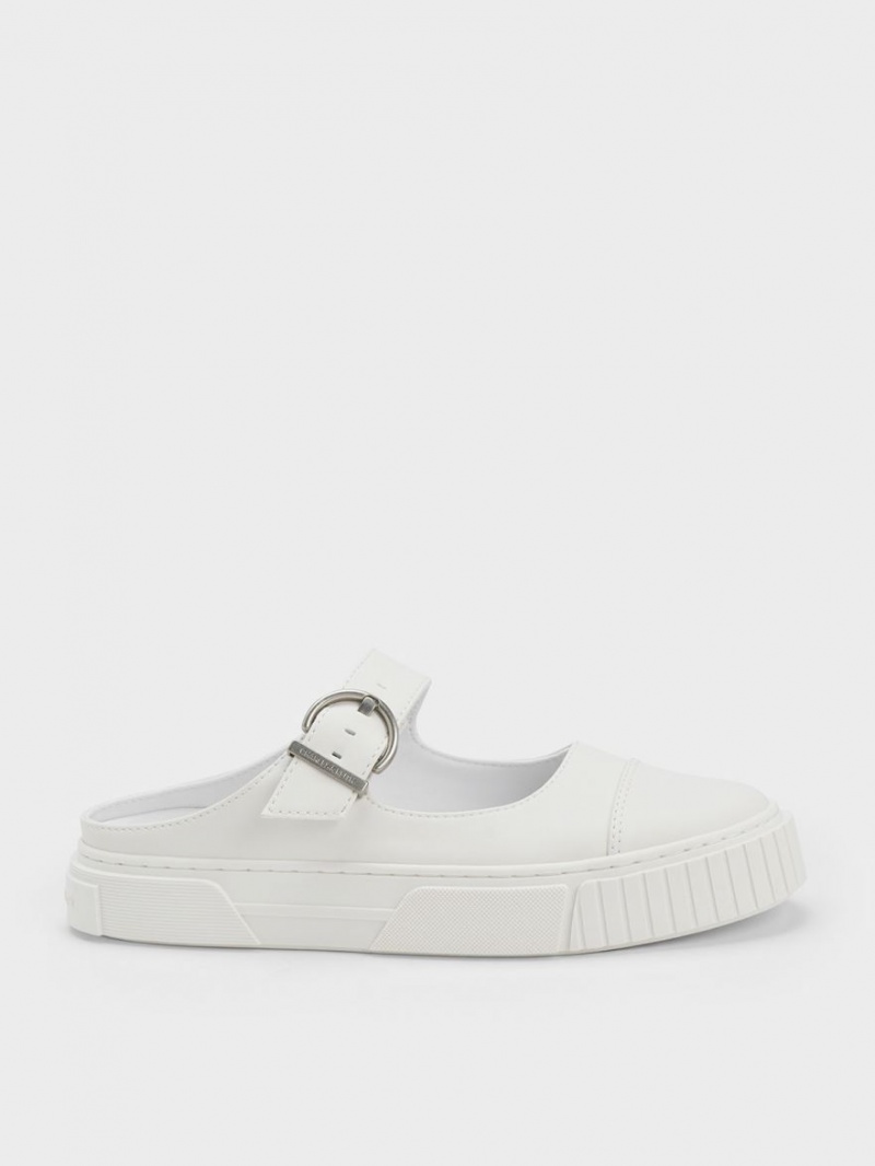 Adidasi Slip On Charles & Keith Buckled Albi | 890XMIQJK