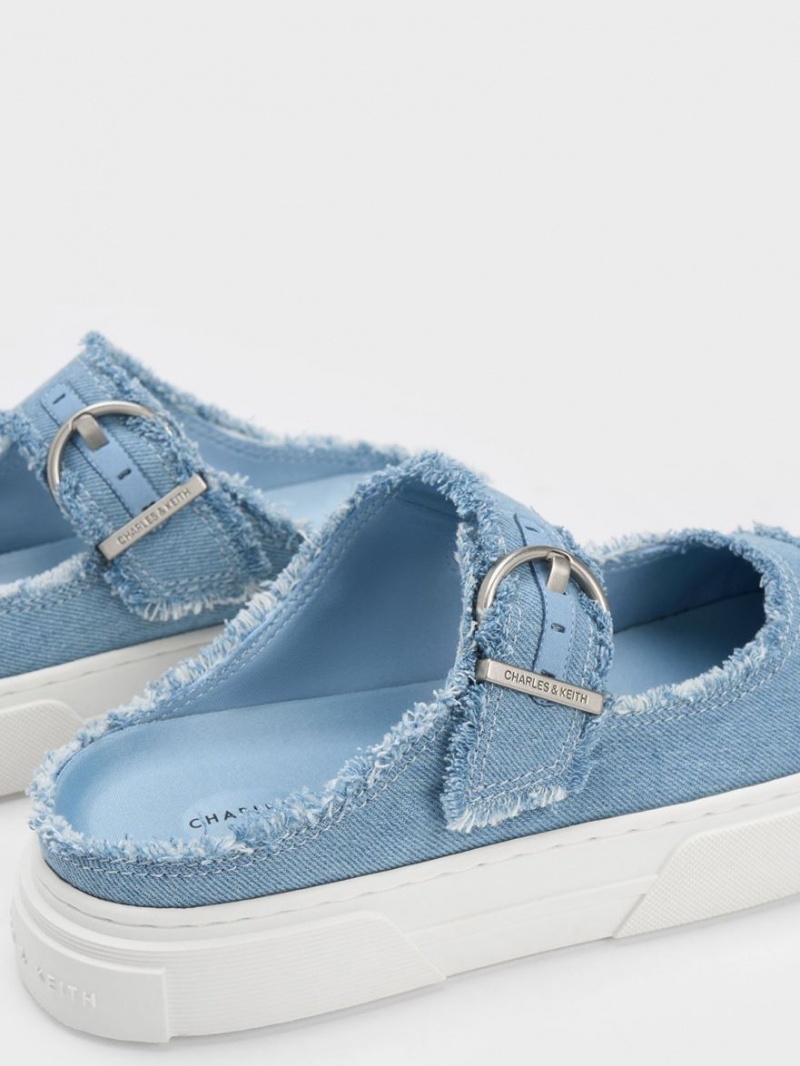 Adidasi Slip On Charles & Keith Denim Buckled Albastri Deschis | 362CLOAUB
