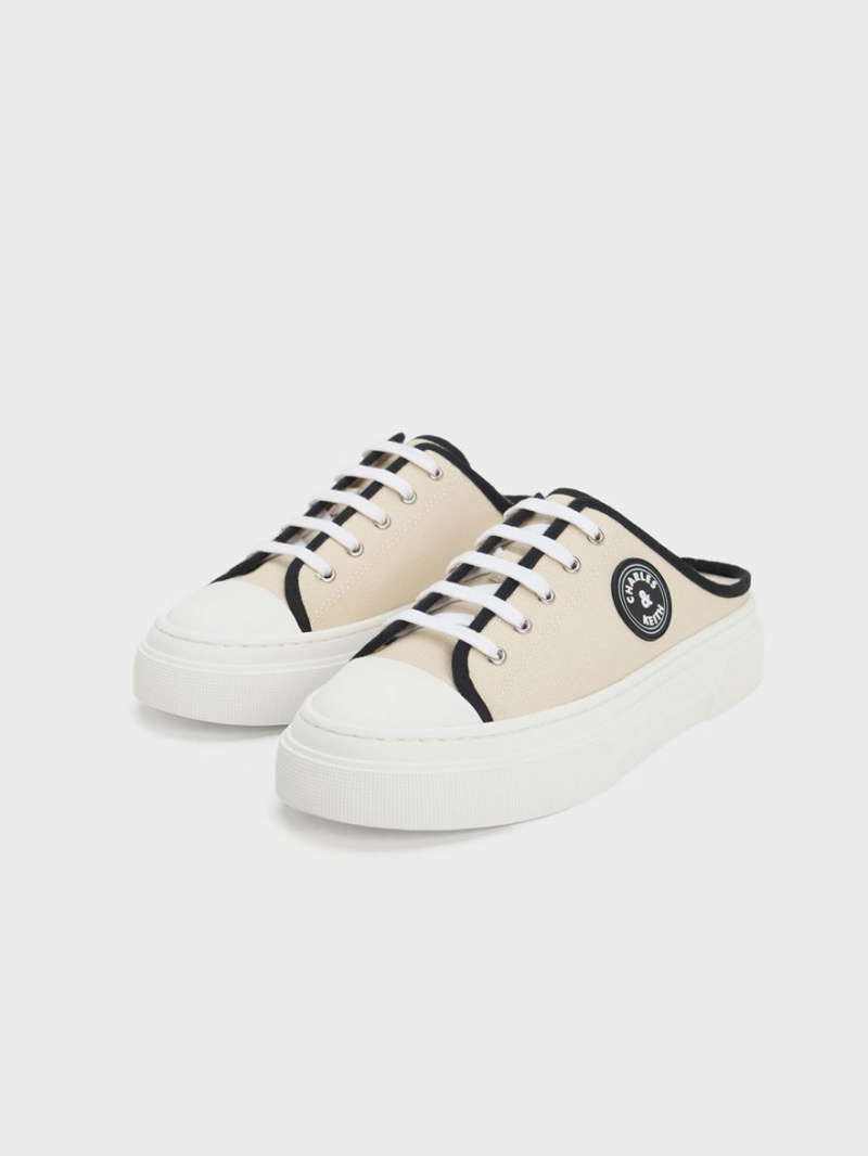 Adidasi Slip On Charles & Keith Kay Panza Bej | 439IDAOMZ