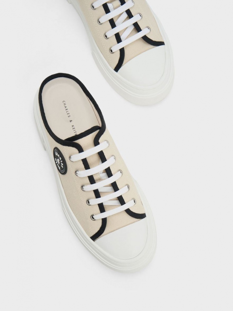 Adidasi Slip On Charles & Keith Kay Panza Bej | 439IDAOMZ