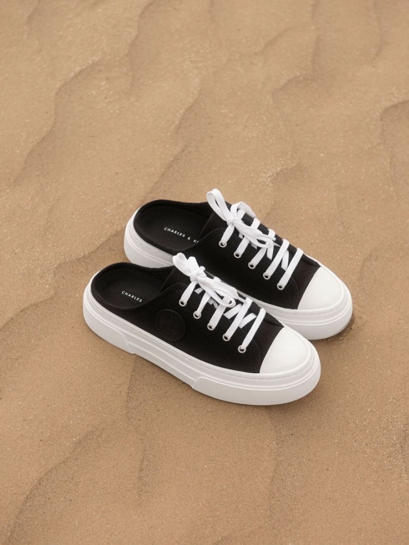 Adidasi Slip On Charles & Keith Kay Panza Negrii | 867MPNWQK