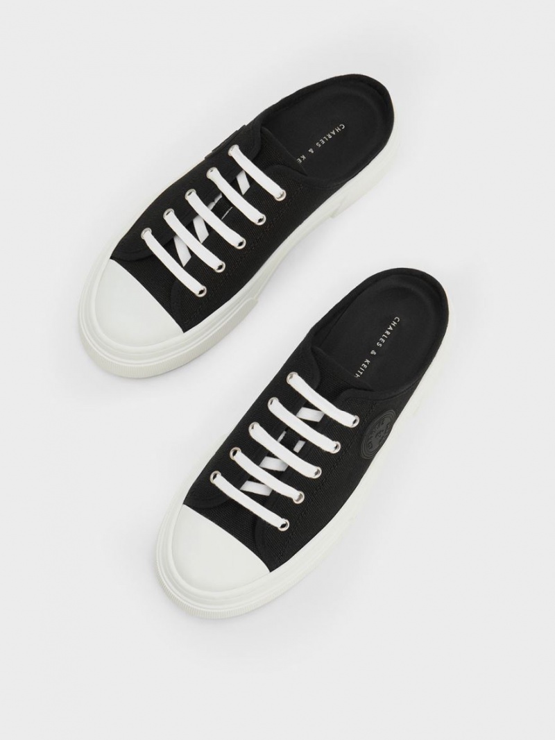 Adidasi Slip On Charles & Keith Kay Panza Negrii | 867MPNWQK