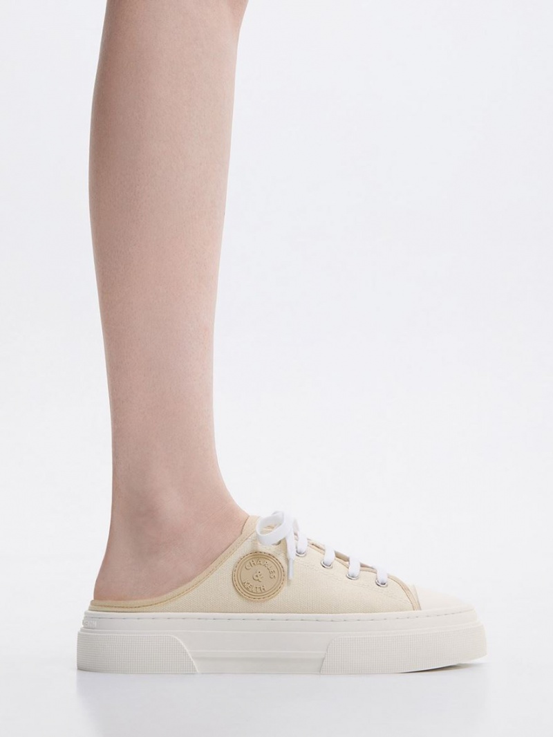 Adidasi Slip On Charles & Keith Kay Panza Bej | 978UOYZEL