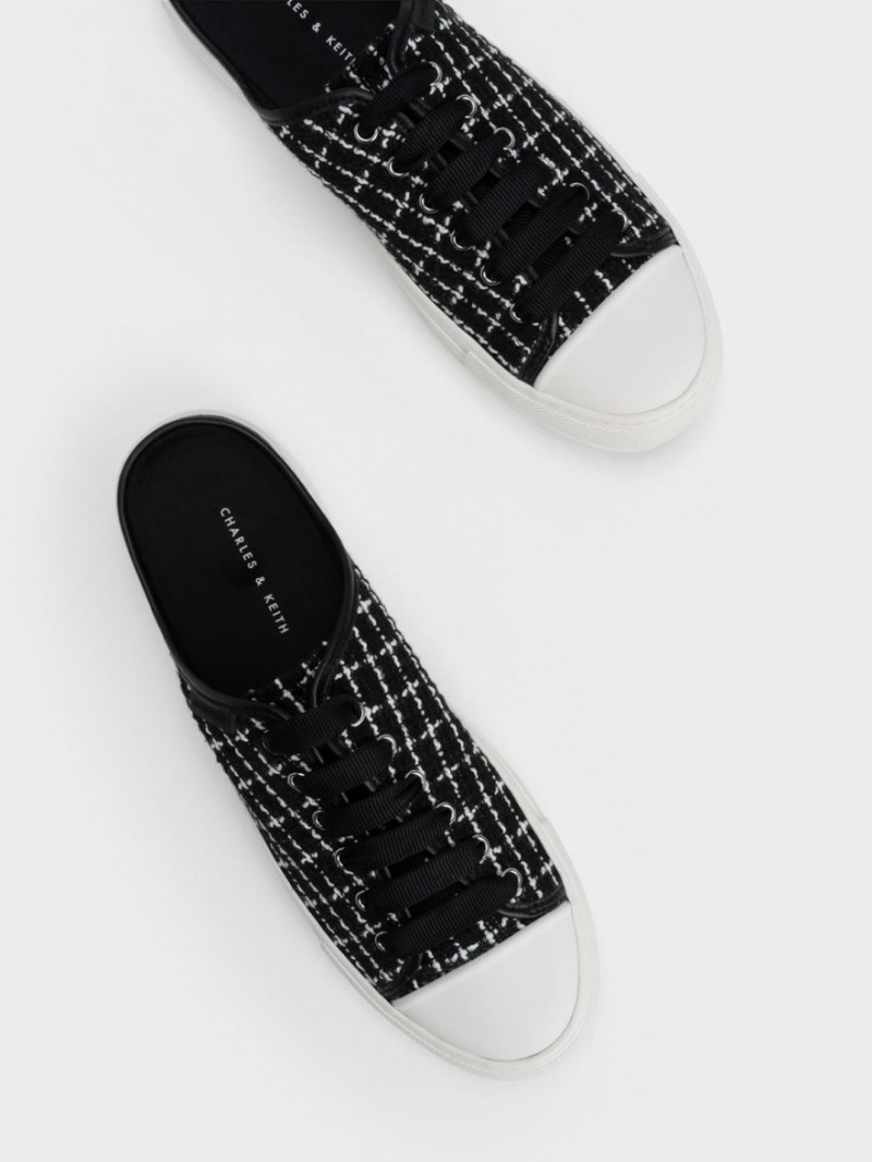 Adidasi Slip On Charles & Keith Tweed Negrii | 930MCQIZR