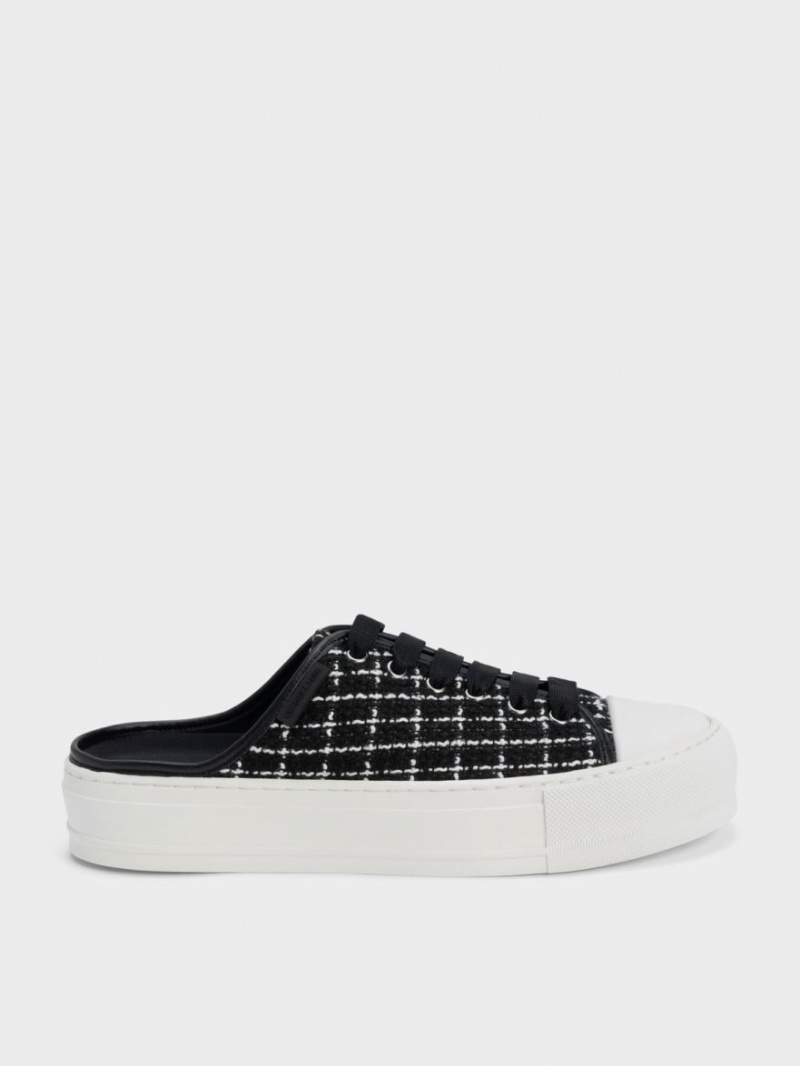 Adidasi Slip On Charles & Keith Tweed Negrii | 930MCQIZR