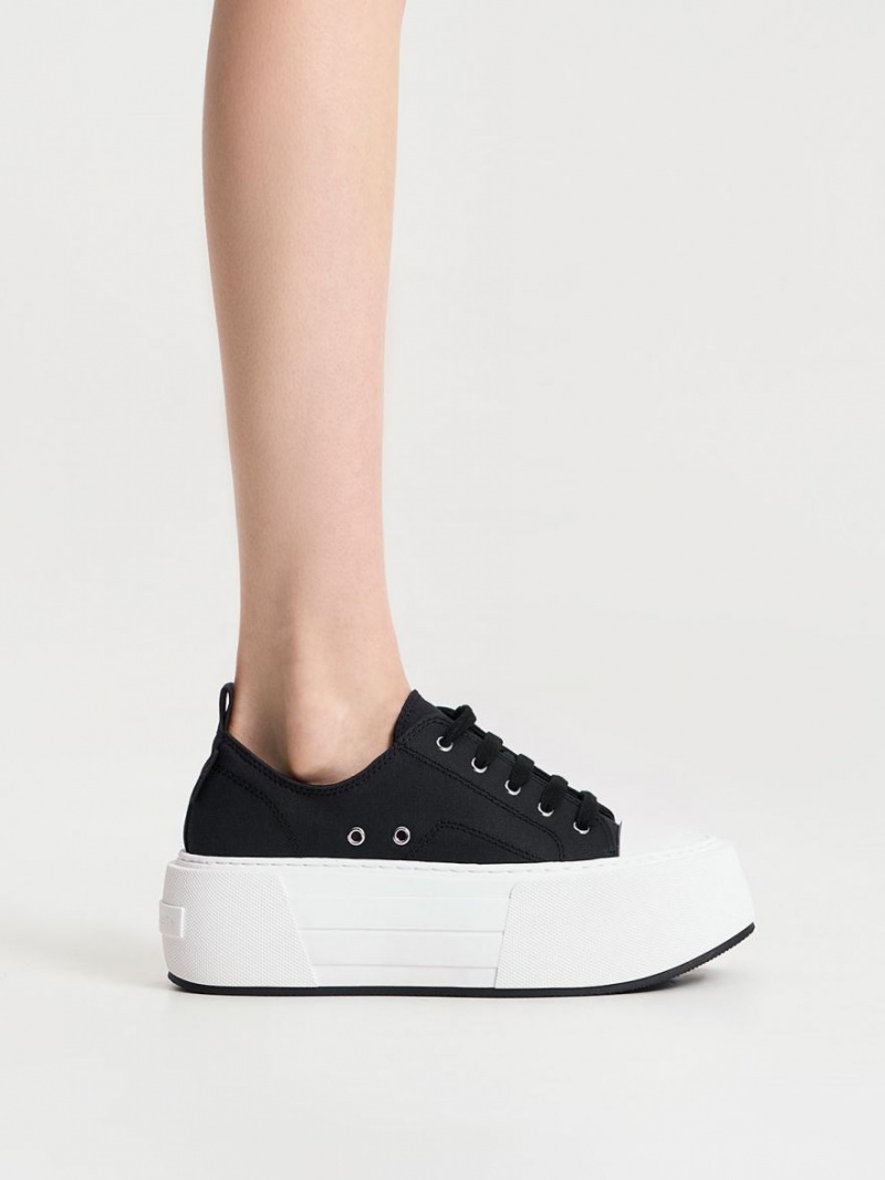 Adidasi cu Platforma Charles & Keith Grosolan Negrii | 764ORQJFC