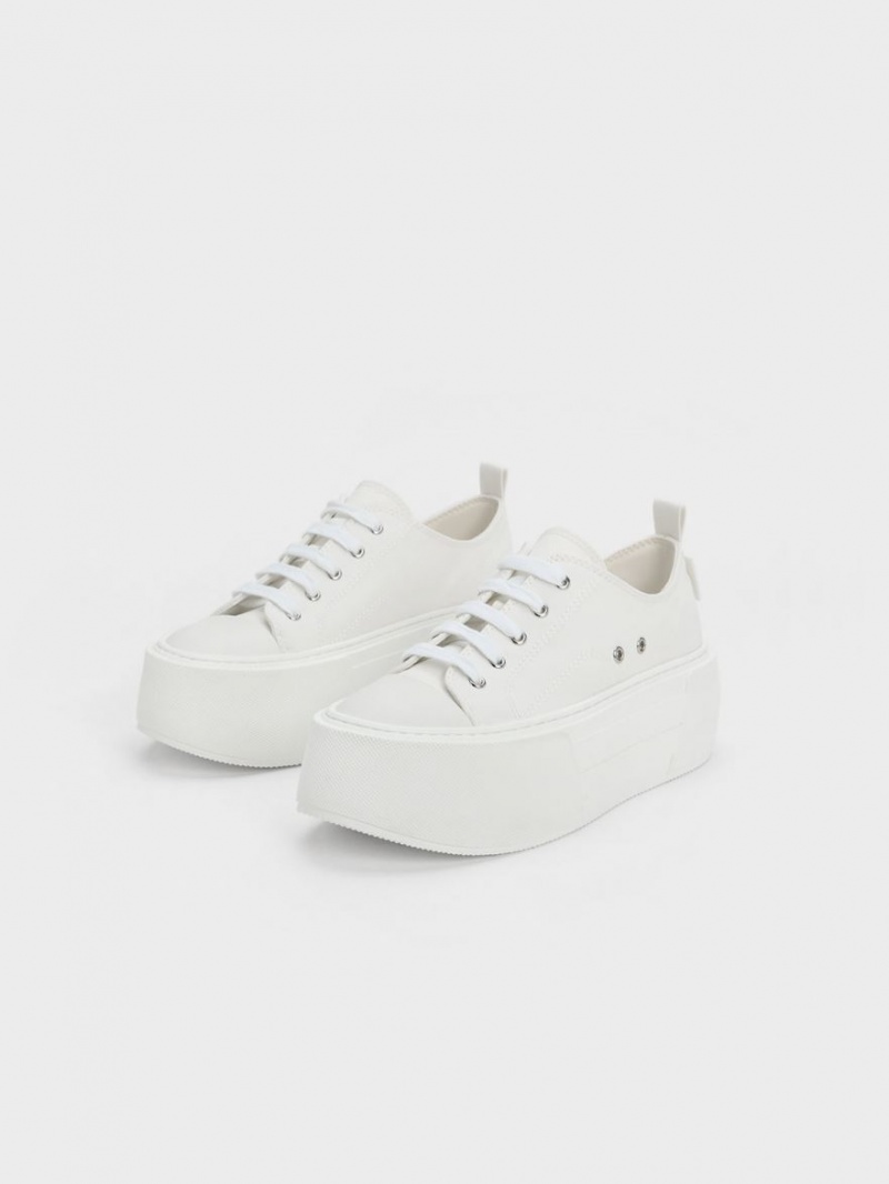 Adidasi cu Platforma Charles & Keith Grosolan Albi | 360VTLRKZ