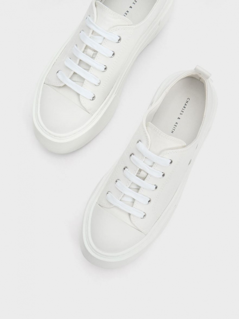 Adidasi cu Platforma Charles & Keith Grosolan Albi | 360VTLRKZ