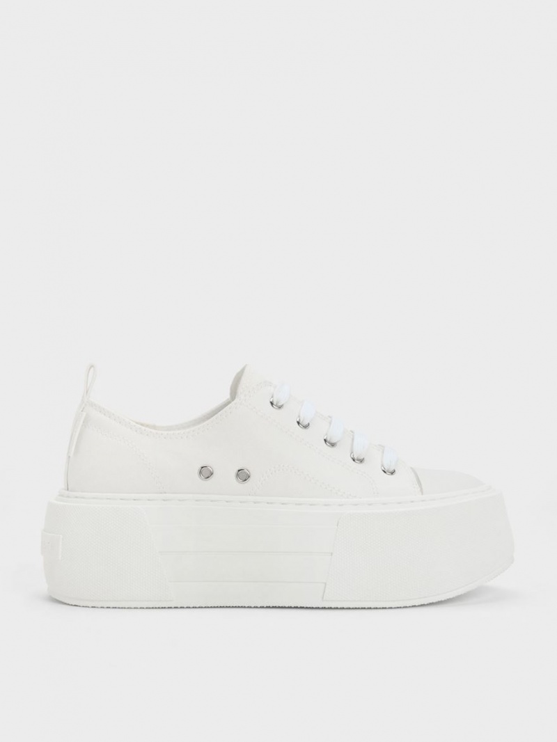 Adidasi cu Platforma Charles & Keith Grosolan Albi | 360VTLRKZ
