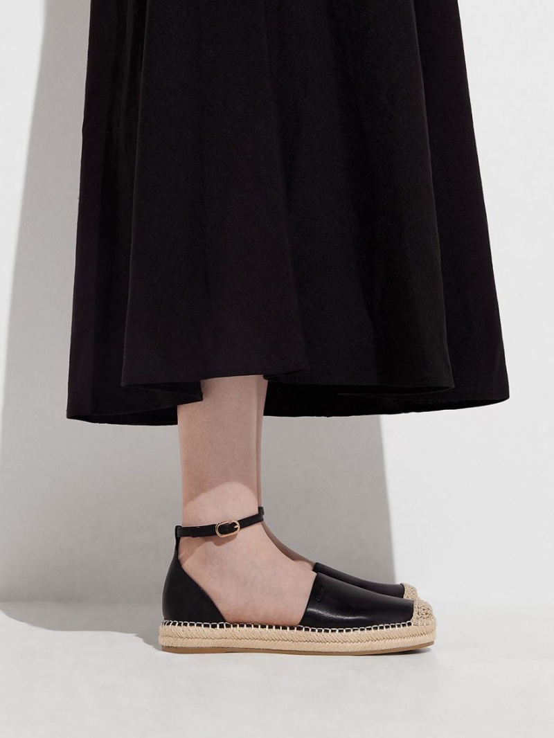 Balerini Charles & Keith Ankle-Curea Espadrile Negrii | 189ANHUOE