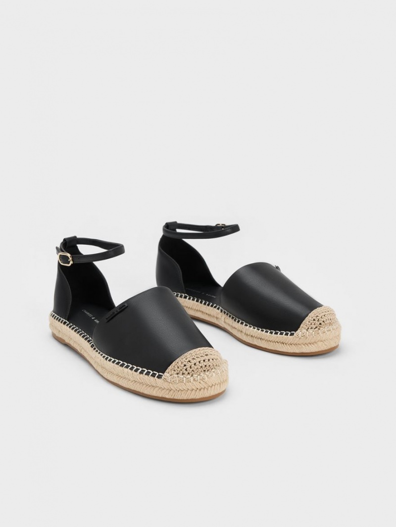 Balerini Charles & Keith Ankle-Curea Espadrile Negrii | 189ANHUOE