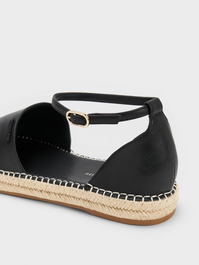 Balerini Charles & Keith Ankle-Curea Espadrile Negrii | 189ANHUOE
