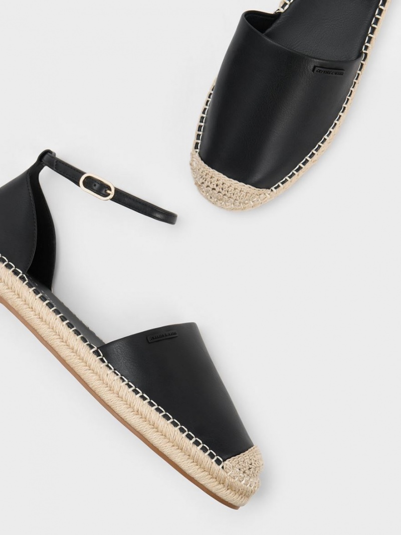 Balerini Charles & Keith Ankle-Curea Espadrile Negrii | 189ANHUOE