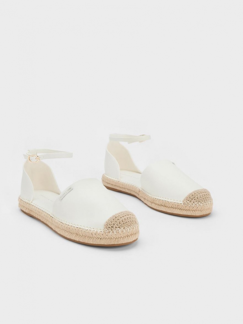 Balerini Charles & Keith Ankle-Curea Espadrile Albi | 853VUZLFM