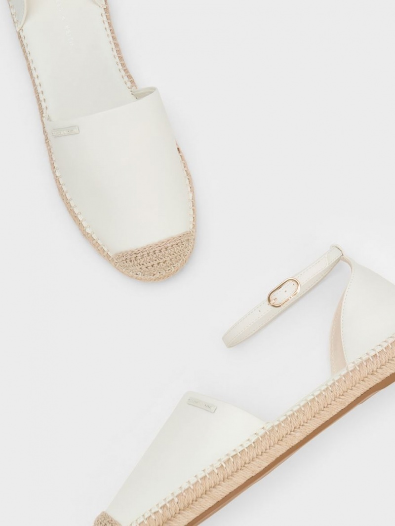 Balerini Charles & Keith Ankle-Curea Espadrile Albi | 853VUZLFM