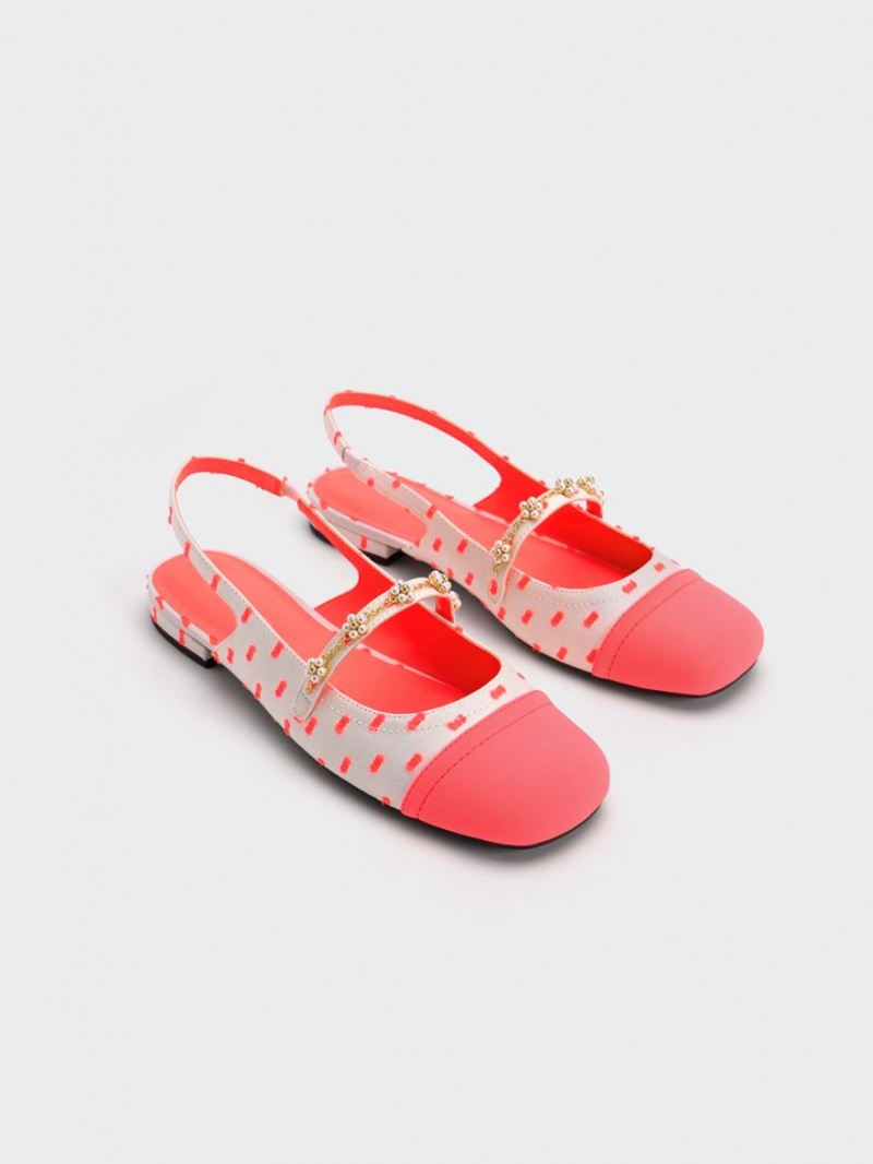 Balerini Charles & Keith Beaded Flower Printed Slingback Corai | 406WILSJB