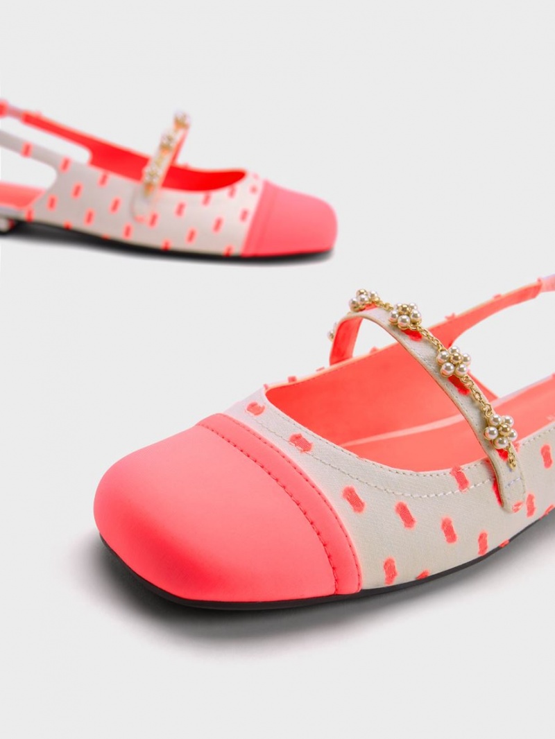 Balerini Charles & Keith Beaded Flower Printed Slingback Corai | 406WILSJB