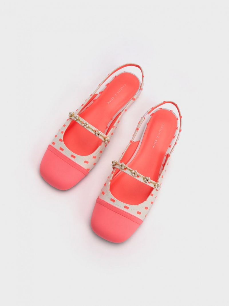 Balerini Charles & Keith Beaded Flower Printed Slingback Corai | 406WILSJB