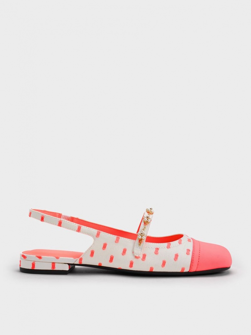 Balerini Charles & Keith Beaded Flower Printed Slingback Corai | 406WILSJB
