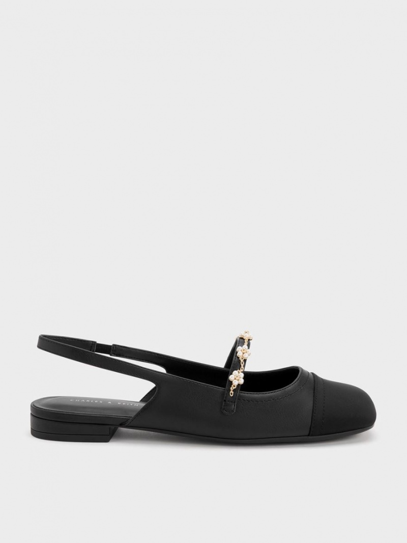 Balerini Charles & Keith Beaded Flower Slingback Negrii | 934VUCNAP