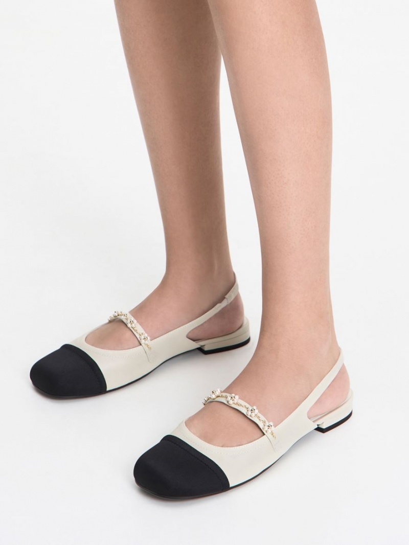 Balerini Charles & Keith Beaded Flower Slingback Albi | 269KAGDLO