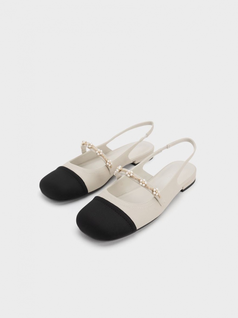 Balerini Charles & Keith Beaded Flower Slingback Albi | 269KAGDLO